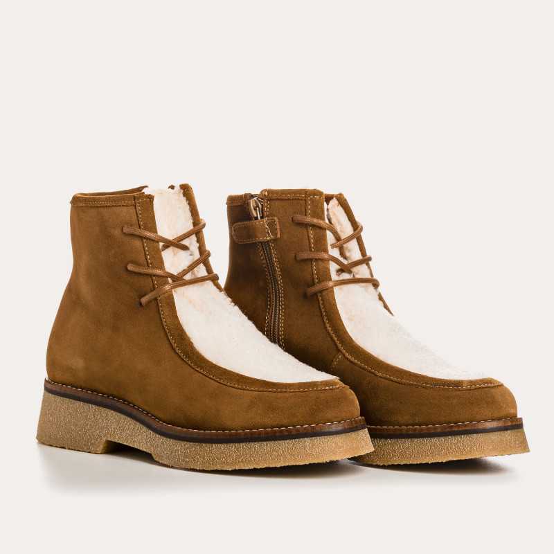 BOOTS ARUBA CUIR VELOURS/TEDDY NOISETTE