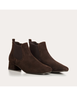 Bottines Chelsea en cuir velours avec élastiques