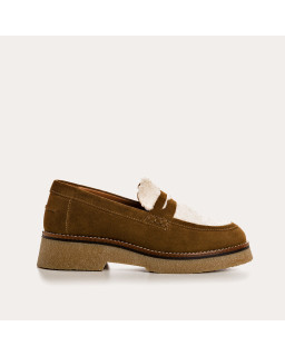 Suede hazelkin wedge moccasins
