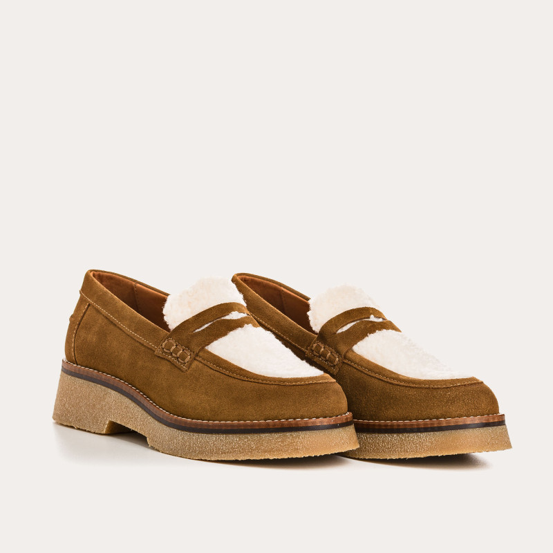 Suede hazelkin wedge moccasins