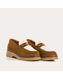 Suede hazelkin wedge moccasins