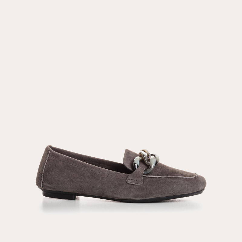 Hanissa leather loafers in chain velvet