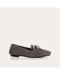 Hanissa leather loafers in chain velvet