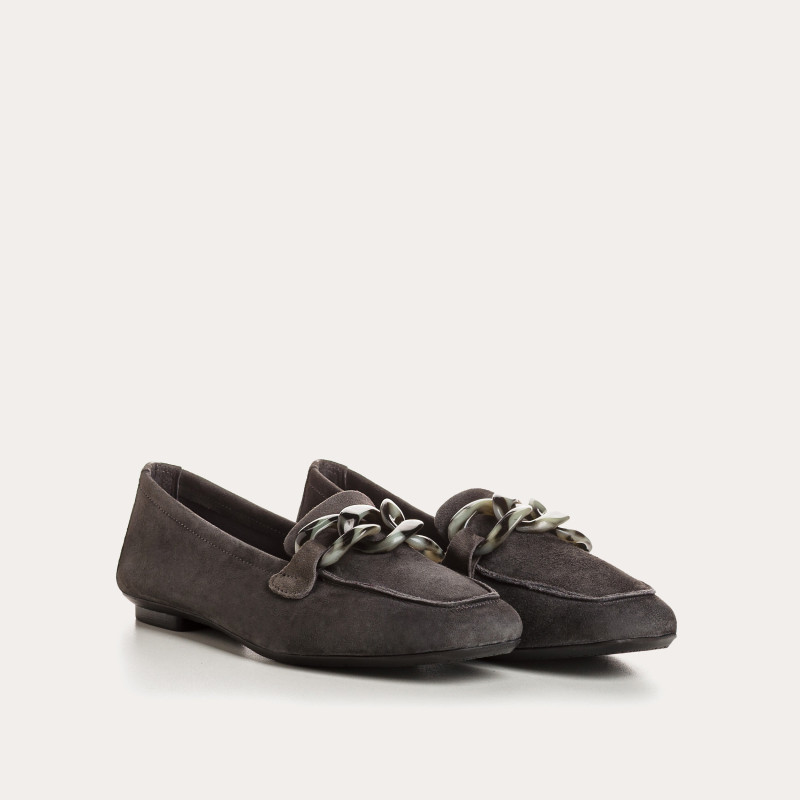 Hanissa leather loafers in chain velvet