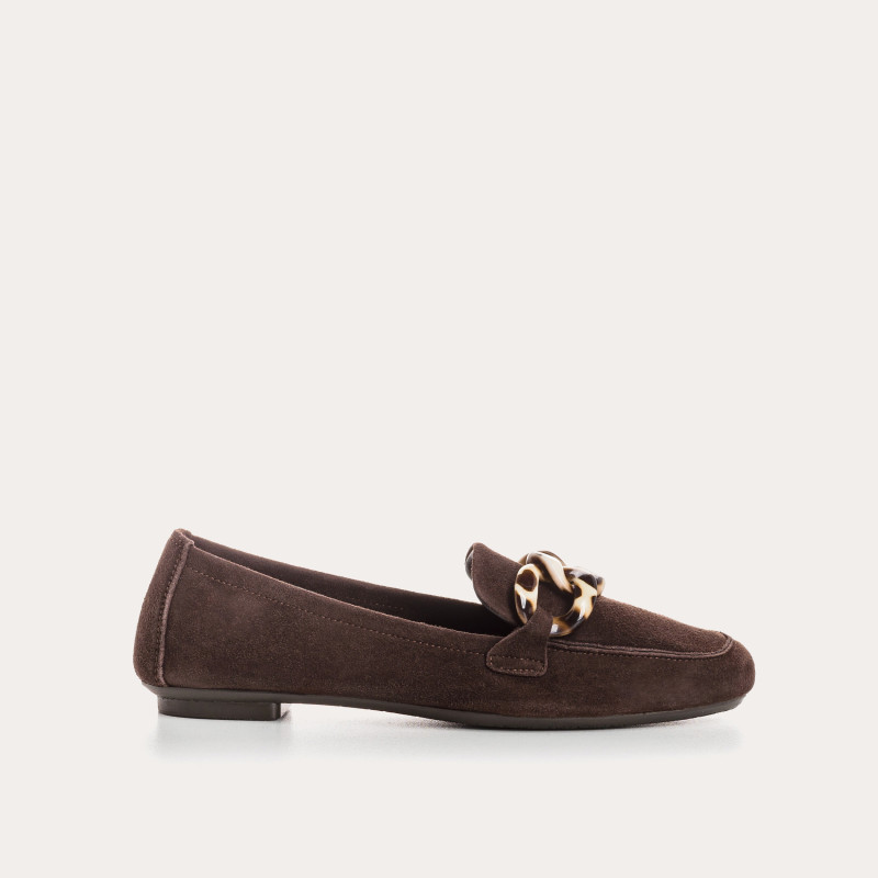 Mocassins Hanissa en cuir velours à chaîne | Reqins