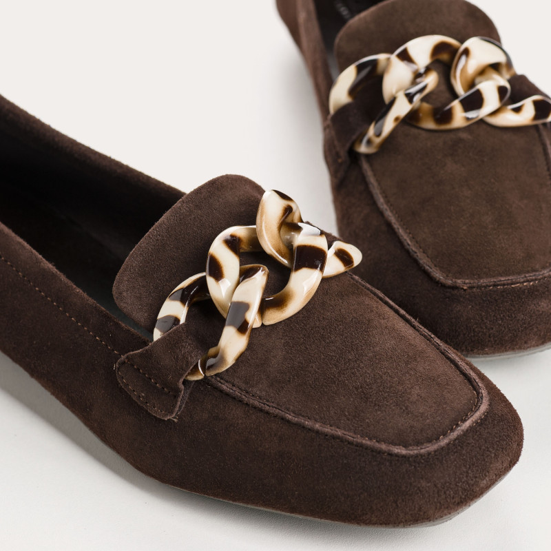 Mocassins Hanissa en cuir velours à chaîne | Reqins