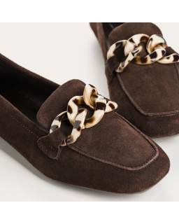 Mocassins Hanissa en cuir velours à chaîne | Reqins
