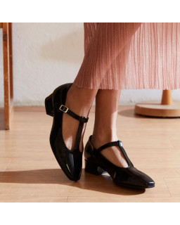 Ballerines à talons esprit salomé en cuir vernis