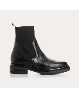 Chelsea boots en cuir embossé lézard avec élastiques | Reqins