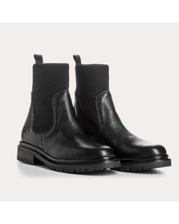 Chelsea boots en cuir embossé lézard avec élastiques | Reqins