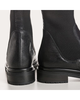 Chelsea boots en cuir embossé lézard avec élastiques | Reqins