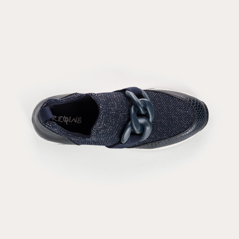 Women's Sneakers in Elastic Fabric Lady with Jewelry Accessories