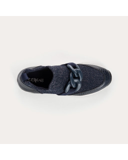 Women's Sneakers in Elastic Fabric Lady with Jewelry Accessories