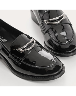 Mocassins collège en cuir vernis bicolore