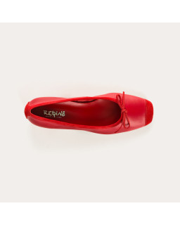 Ballerines à talons en cuir lisse avec renfort en velours