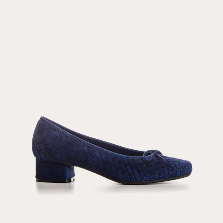 Keira Heeled Ballerinas - Women's Braided Suede Shoes | Reqins