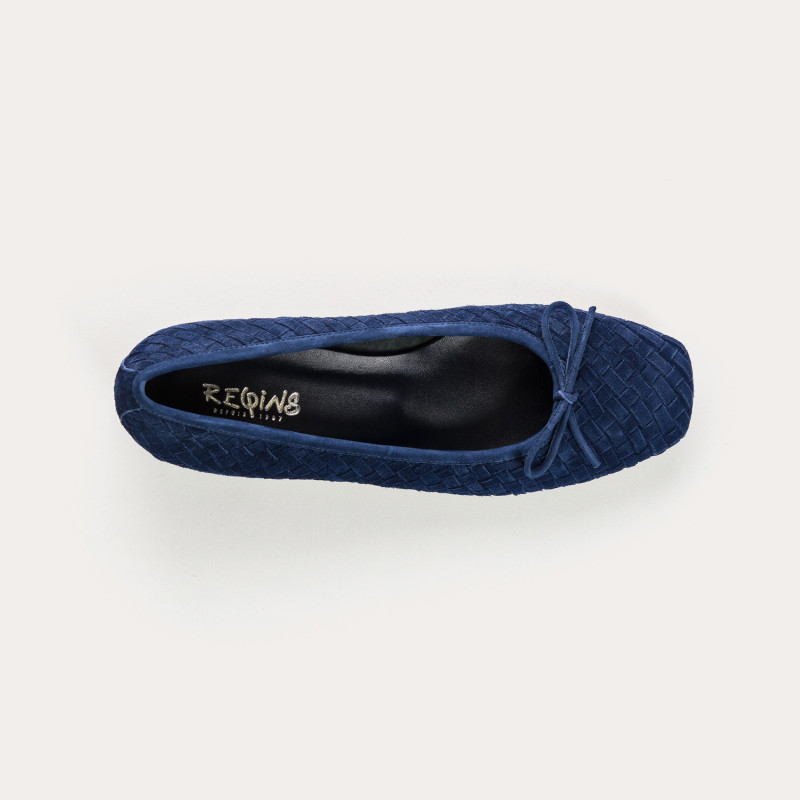 Keira Heeled Ballerinas - Women's Braided Suede Shoes | Reqins
