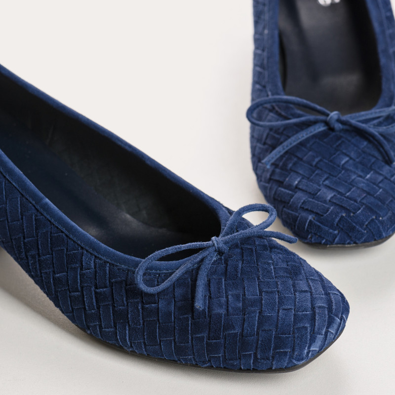 Keira Heeled Ballerinas - Women's Braided Suede Shoes | Reqins