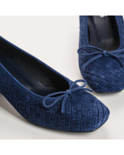 Ballerines à talons KEIRA - chaussures cuir velours tressé femme | REQINS