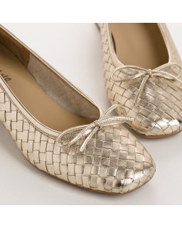 Keira Heeled Ballerinas - Women's Metallic Leather Shoes | Reqins