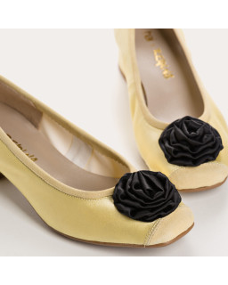 Ballerines à talons noires en soie