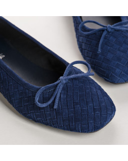 Ballerines HATLAS - chaussures femme cuir velours tressé | REQINS