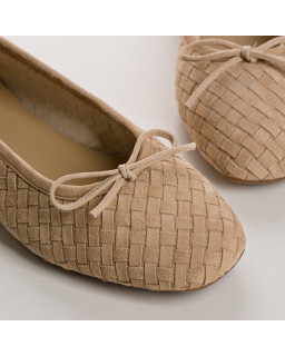 Ballerines HATLAS - chaussures femme cuir velours tressé | REQINS