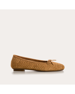Ballerines HATLAS - chaussures femme cuir velours tressé | REQINS