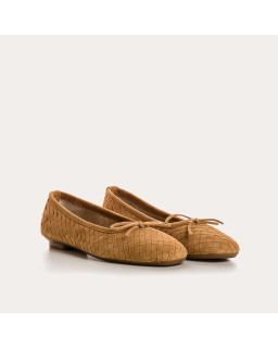 Ballerines HATLAS - chaussures femme cuir velours tressé | REQINS