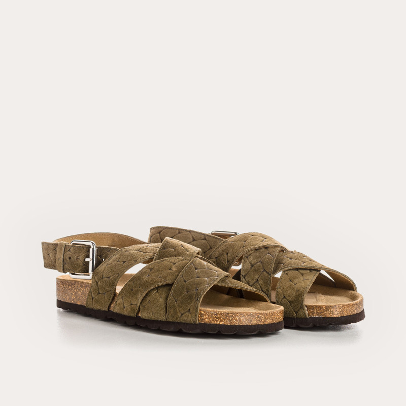 Natou Sandals - Khaki Leather Bridles Shoes | Reqins