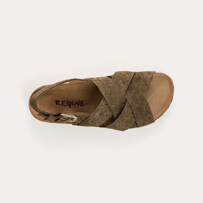Natou Sandals - Khaki Leather Bridles Shoes | Reqins