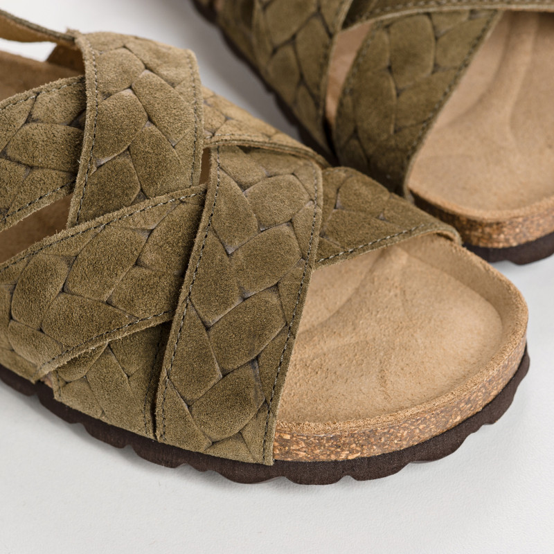 Natou Sandals - Khaki Leather Bridles Shoes | Reqins
