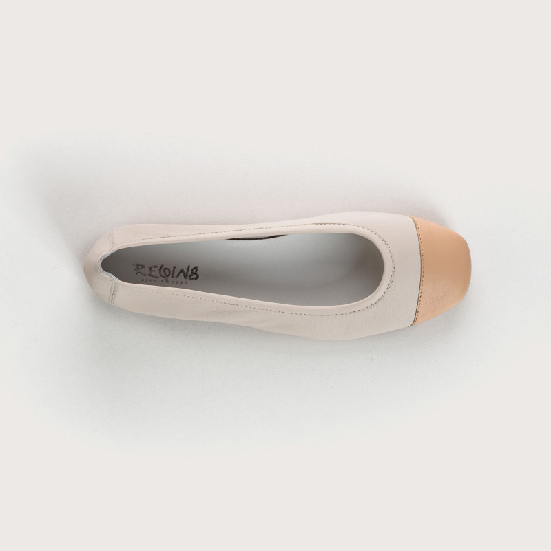 Two-coloured Halcine leather ballerinas