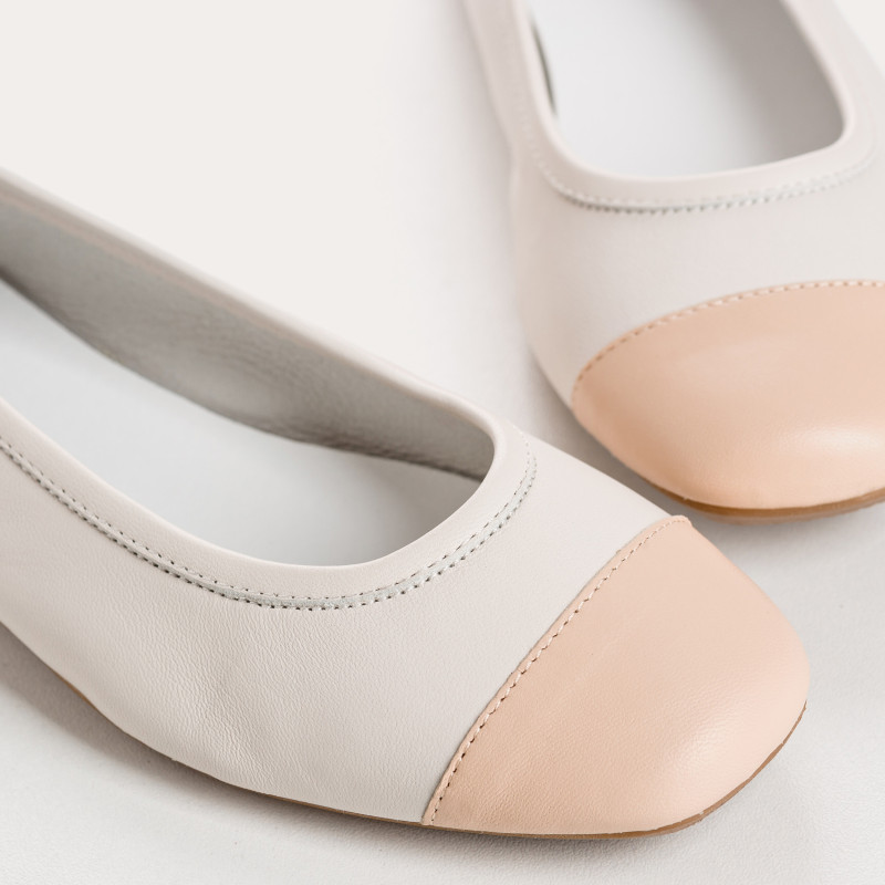 Two-coloured Halcine leather ballerinas