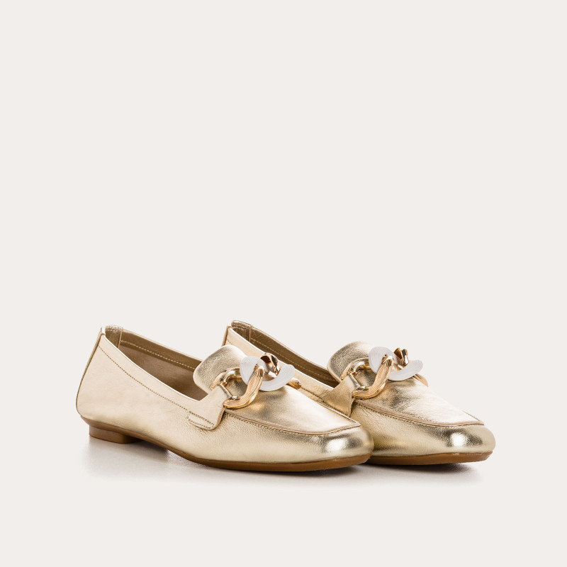 Holsen Moccasins - Women's Golden Leather Shoes | Reqins