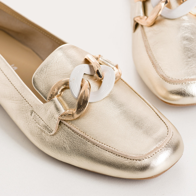 Holsen Moccasins - Women's Golden Leather Shoes | Reqins