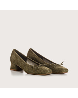 Keira Heeled Ballerinas - Women's Braided Suede Shoes | Reqins