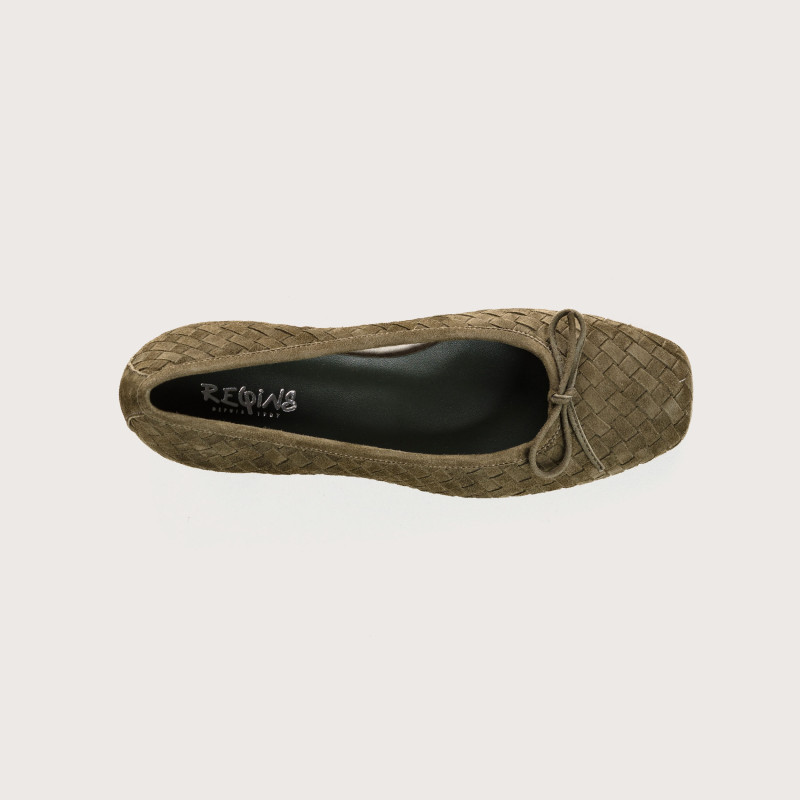 Keira Heeled Ballerinas - Women's Braided Suede Shoes | Reqins