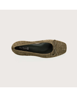 Keira Heeled Ballerinas - Women's Braided Suede Shoes | Reqins