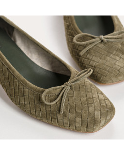 Ballerines à talons KEIRA - chaussures cuir velours tressé femme | REQINS