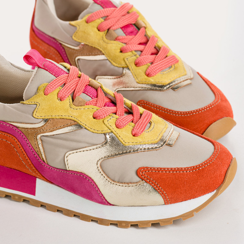 Sneakers GALIA - baskets à lacets femme cuir multicolore | REQINS