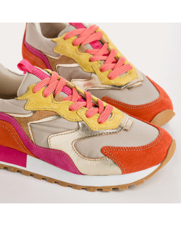 Sneakers GALIA - baskets à lacets femme cuir multicolore | REQINS