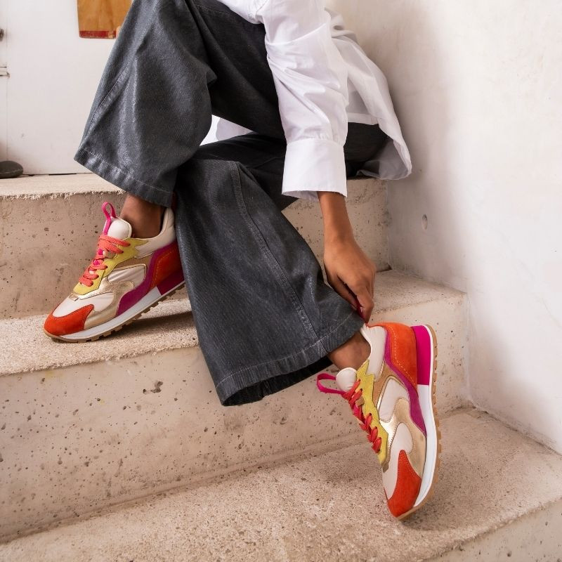 Sneakers GALIA - baskets à lacets femme cuir multicolore | REQINS