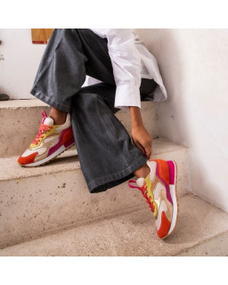 Sneakers GALIA - baskets à lacets femme cuir multicolore | REQINS