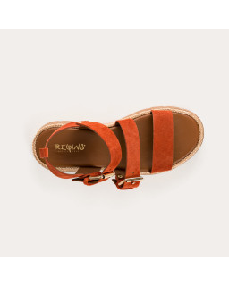 Sandales LOGAN - chaussures femme semelle chunky cuir velours rafia | REQINS