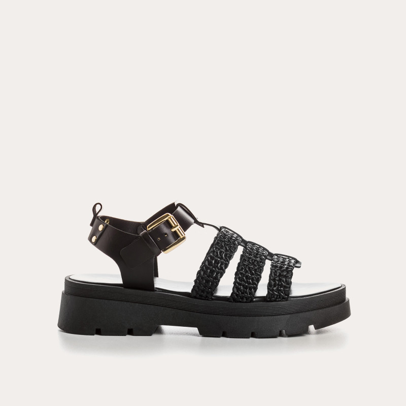 Loretta Sandals - Women's Shoes MacRAMÉ Leather Chunky Sole | Reqins