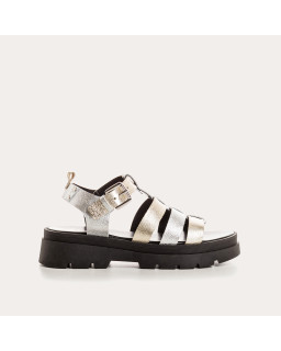 Sandals Luxor - Women's Shoes Chunky Silver Golden Leather | Reqins