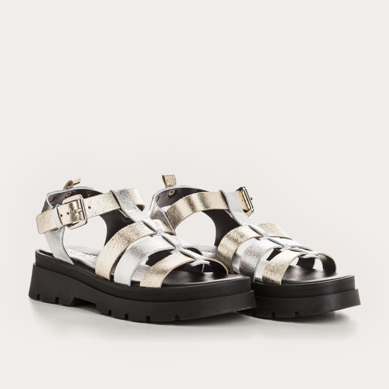 Two-tone leather louxor sandals | Reqins