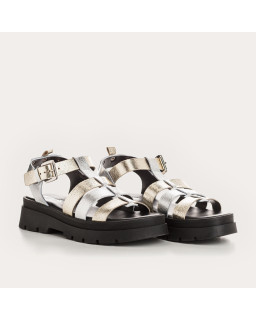 Two-tone leather louxor sandals | Reqins