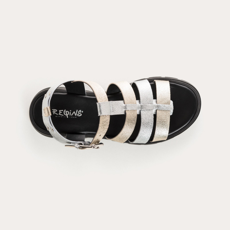 Two-tone leather louxor sandals | Reqins